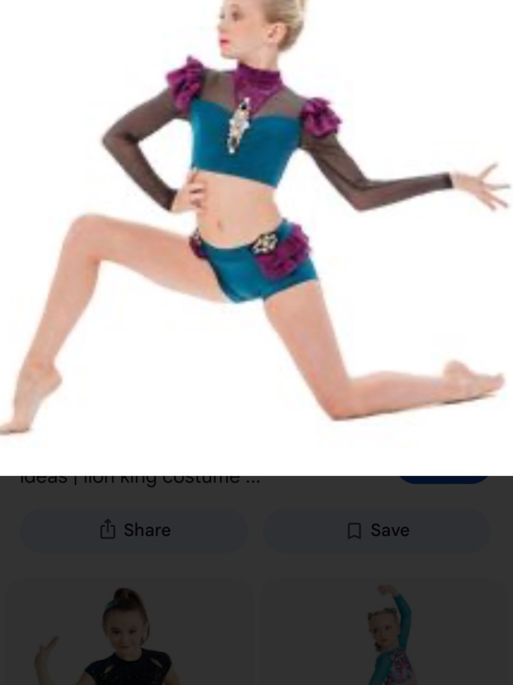 Teal and Purple Girls Dance Two-Piece Costume size Youth Medium